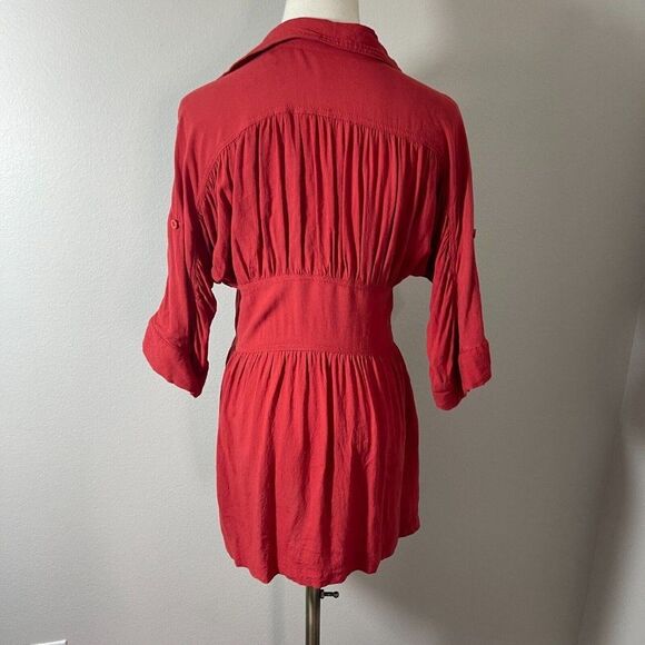 Picky Girl S Small Tunic Top Shirt Blouse Red with Pockets - Picture 2 of 4